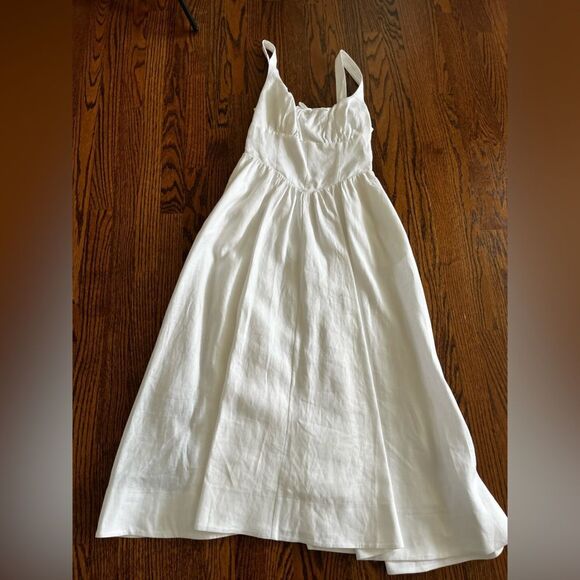 Reformation Balia White Linen Midi Dress size 6 Anthropologie - Picture 4 of 5
